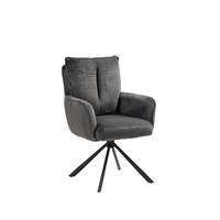 ARMLEHNSTUHL  in Eisen Plüsch  - Anthrazit/Schwarz, Design, Textil/Metall (62/95/67cm) - Novel