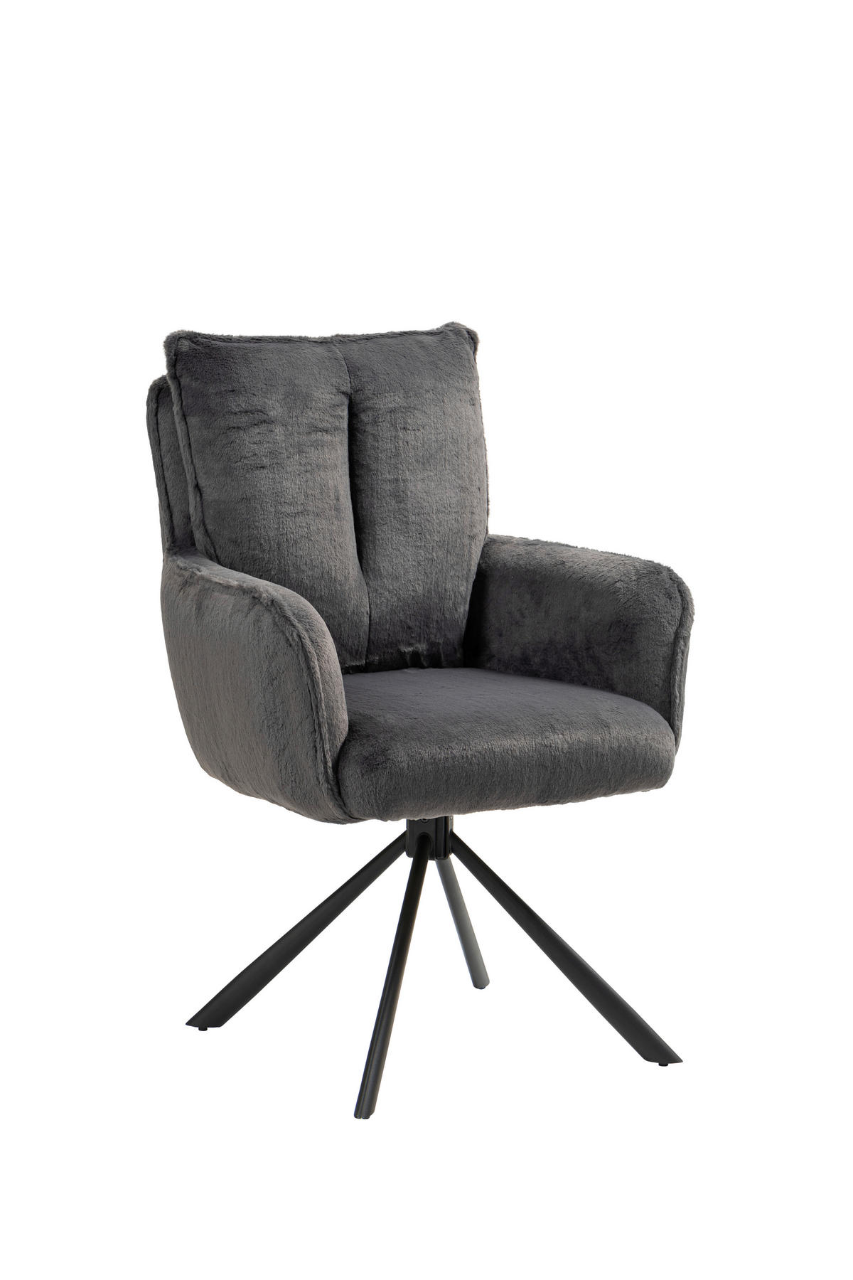 ARMLEHNSTUHL  in Eisen Plüsch  - Anthrazit/Schwarz, Design, Textil/Metall (62/95/67cm) - Novel