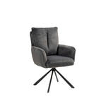 ARMLEHNSTUHL  Stoffauswahl, Sitzfläche 180° drehbar Plüsch  - Anthrazit/Schwarz, Design, Textil/Metall (62/95/67cm) - Novel