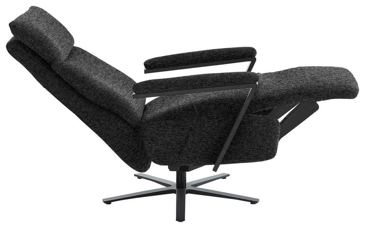 RELAXSESSEL in Textil Anthrazit  - Anthrazit/Schwarz, Design, Textil/Metall (68/117/85cm) - Cantus