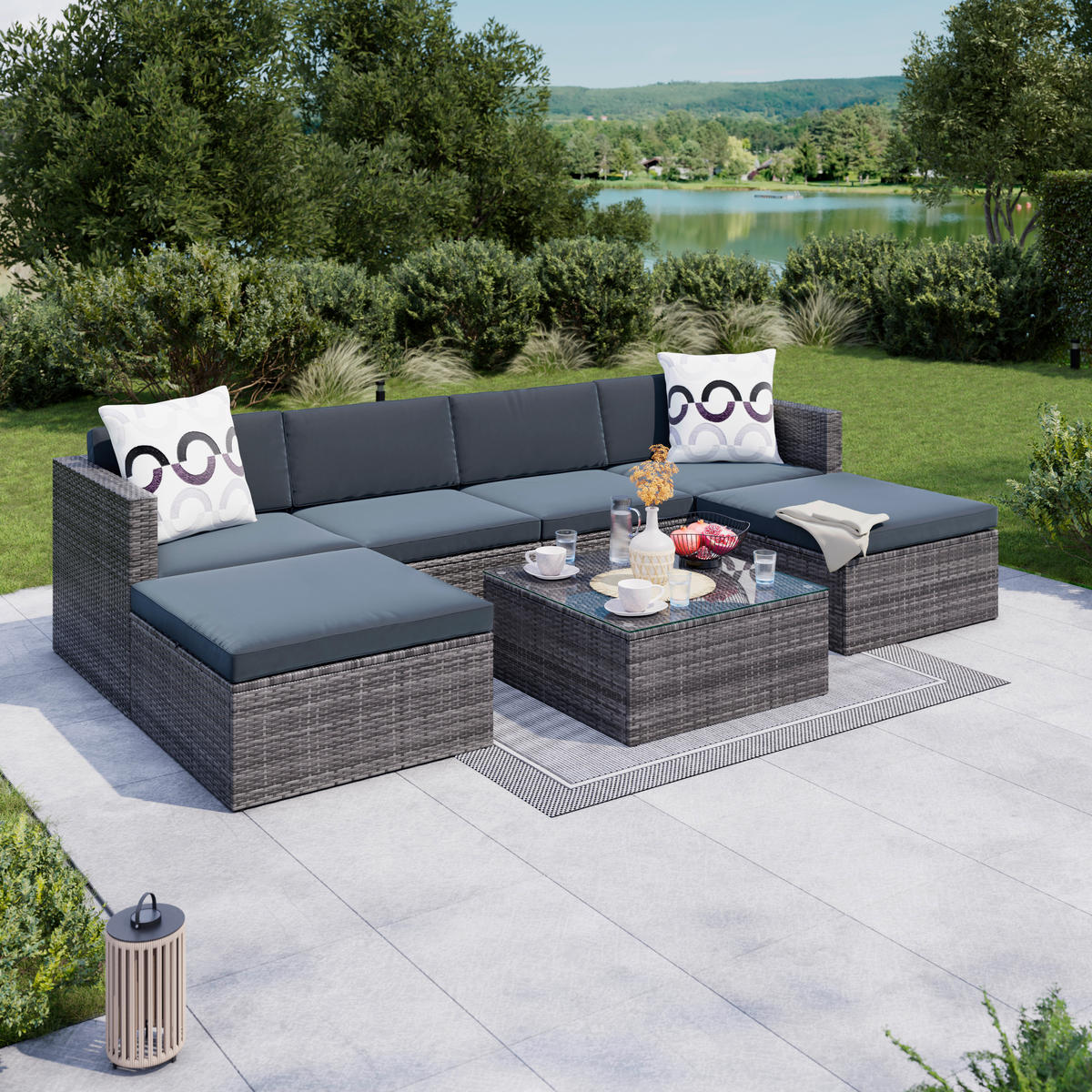 LOUNGEGARNITUR   67/64/75 cm  - Grau, Modern, Metall (67/64/75cm) - Ambia Garden