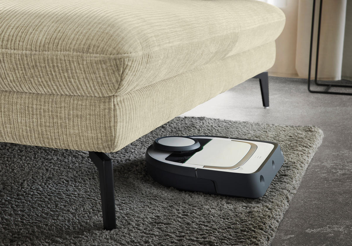 WOHNLANDSCHAFT in Webstoff Creme  - Creme/Schwarz, Design, Textil/Metall (208/354/157cm) - Dieter Knoll