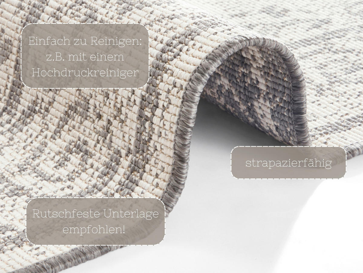 OUTDOORTEPPICH 80/150 cm Twin Supreme Creme, Grau  - Creme/Grau, Design, Kunststoff (80/150cm)