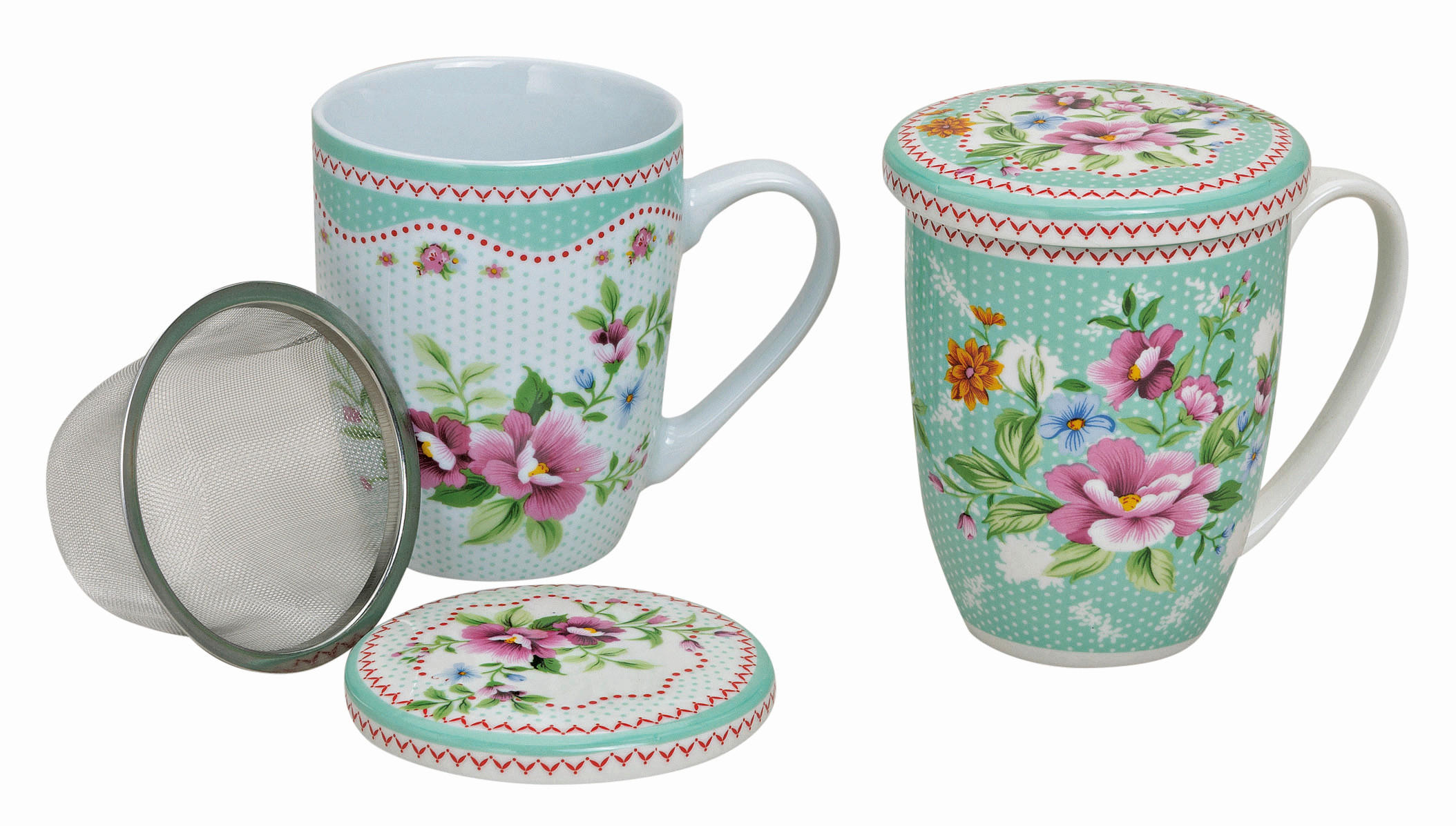 TEA-FOR-ONE-SET  - Blau/Weiß, Trend, Keramik/Metall (11cm)