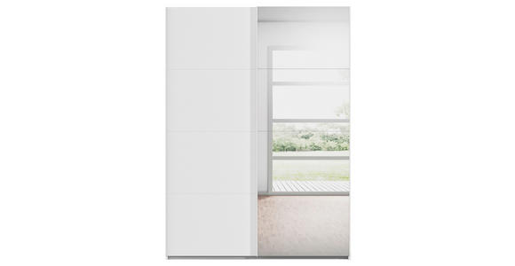 SCHWEBETÜRENSCHRANK  in Weiß  - Weiß, Design, Glas/Holzwerkstoff (162/223/68cm) - Novel