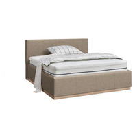 POLSTERBETT 180/200 cm,  in Beige, Beleuchtung, Lattenrost, Bettkasten,  - Birkefarben/Beige, Design, Holz/Holzwerkstoff (180/200cm) - Lomoco