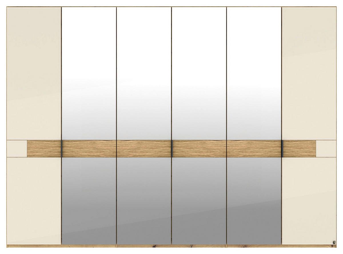 DREHTÜRENSCHRANK 300/216/58 cm,  in Eichefarben, Champagner, 6 Tür(en)  - Schieferfarben/Champagner, Design, Glas/Holz (300/216/58cm) - Musterring