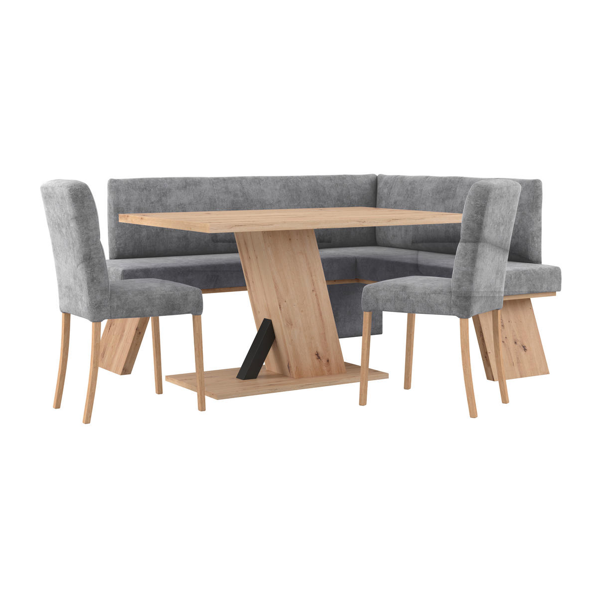 ECKBANK 185/150 cm Webstoff Schwarz   - Eichefarben/Schwarz, KONVENTIONELL, Textil (185/150cm) - Livetastic