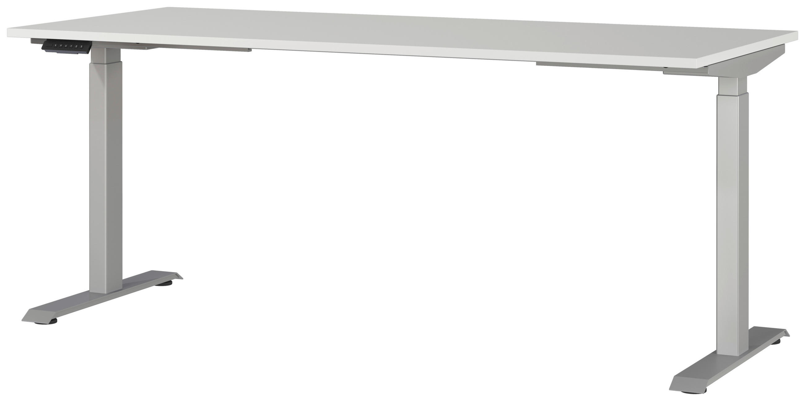 Novel Schreibtisch Silber, Hellgrau 80x72-118x180 cm