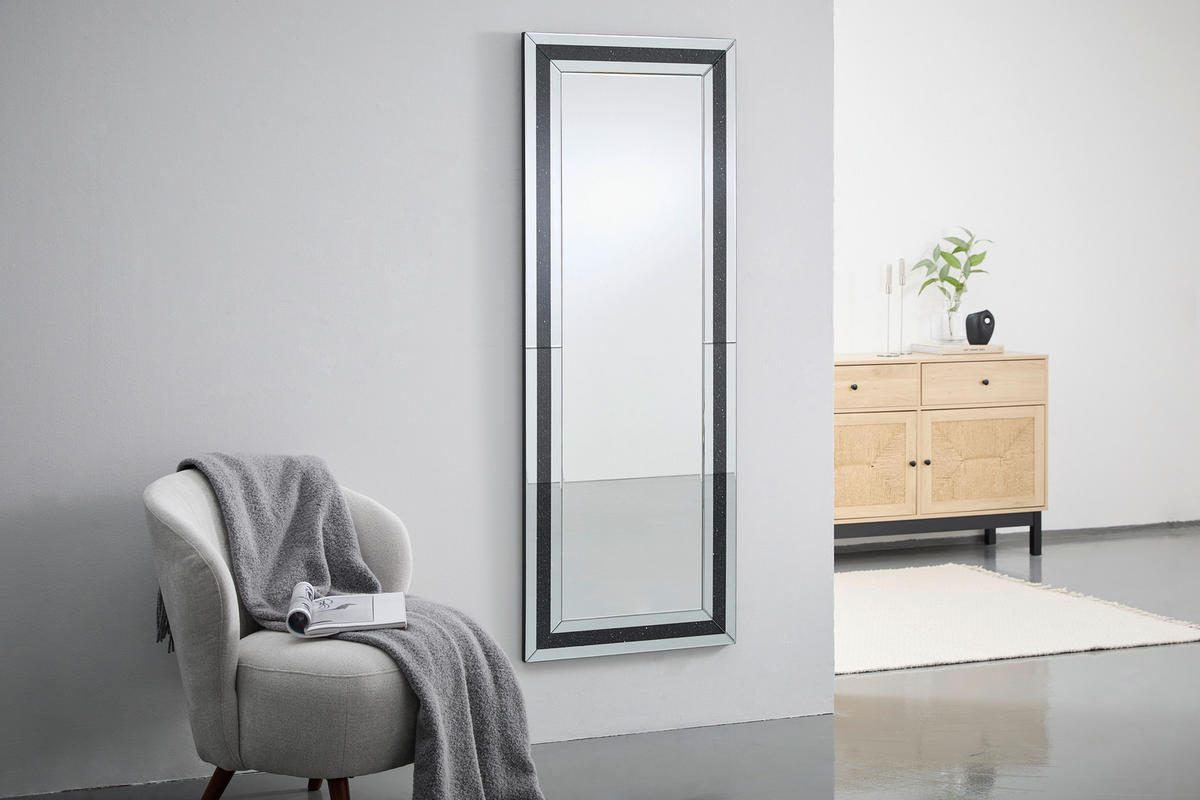 FALI TÜKÖR 160/60/2,3 cm    - ezüst/fekete, Lifestyle, faalapú anyag/Üveg (160/60/2,3cm) - Xora