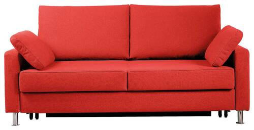 SCHLAFSOFA Flachgewebe Rot  - Chromfarben/Rot, Design, Textil/Metall (166/90/95cm) - Bali