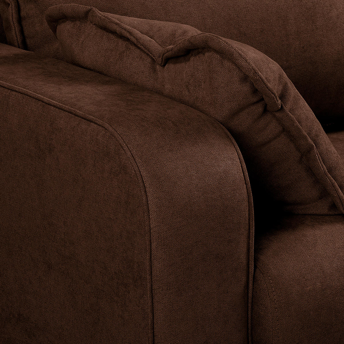 ECKSOFA in Mikrofaser Braun  230/150 cm  - Wengefarben/Braun, Design, Holz/Textil (230/150cm) - Livetastic