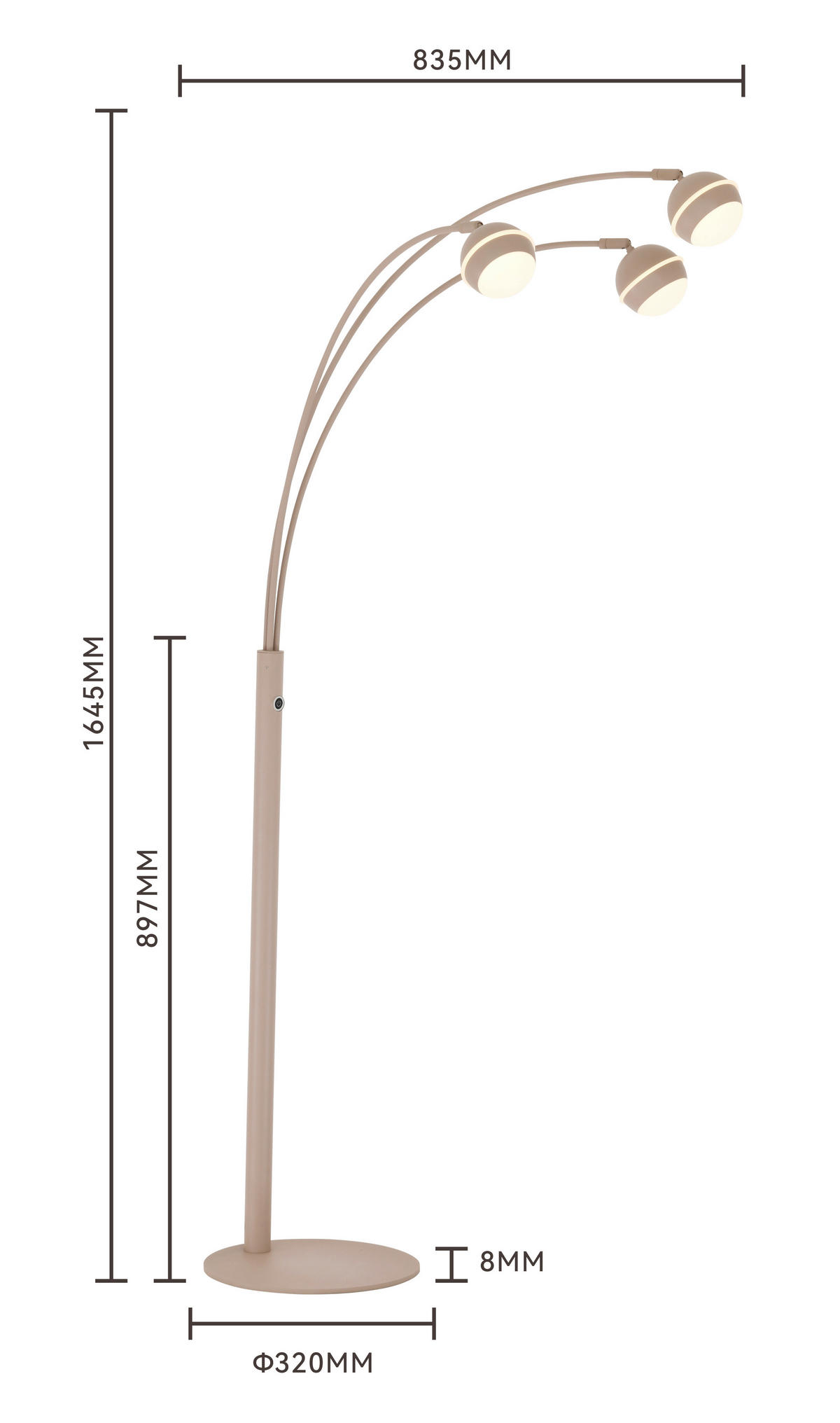 LED-STEHLEUCHTE Biarritz 78/170/79 cm  - Sandfarben/Schwarzchrom, Design, Kunststoff/Metall (78/170/79cm)