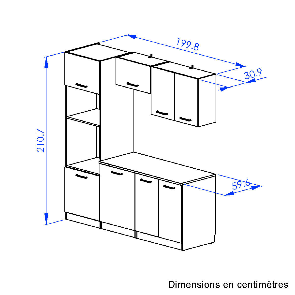 KÜCHENLEERBLOCK   in Beige, Beigebraun  - Beige/Beigebraun, Trend, Holzwerkstoff/Metall (200/211/60cm) - MID.YOU