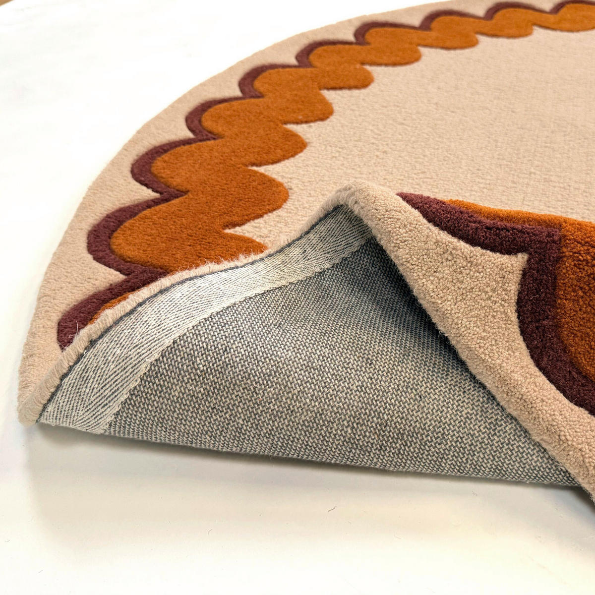 WOLLTEPPICH 160/160 cm Wiggle Orange rund  - Orange, Basics, Textil (160/160cm) - Flair Rugs