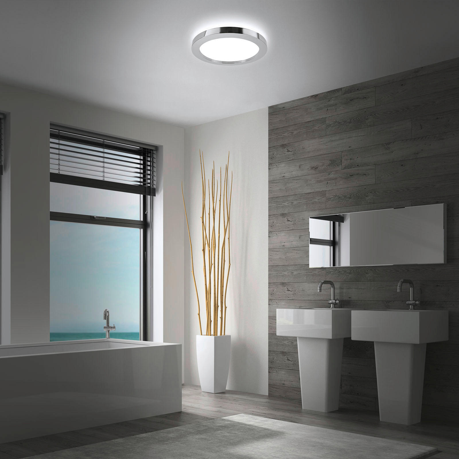LED-BADEZIMMER-DECKENLEUCHTE - Chromfarben, Basics, Kunststoff/Metall (41/6cm)