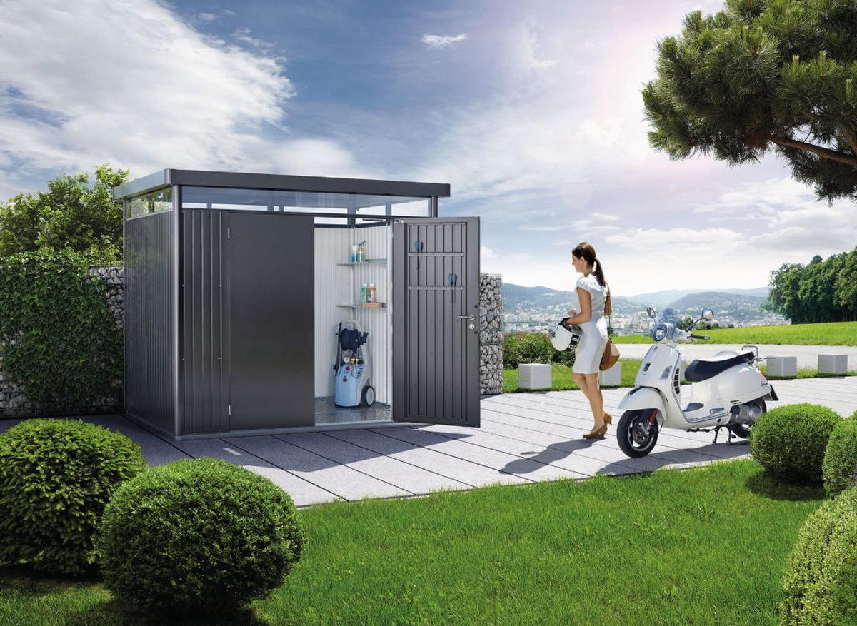 GERÄTEHAUS 275/222/155 cm  - Dunkelgrau, Design, Metall (275/222/155cm) - Biohort
