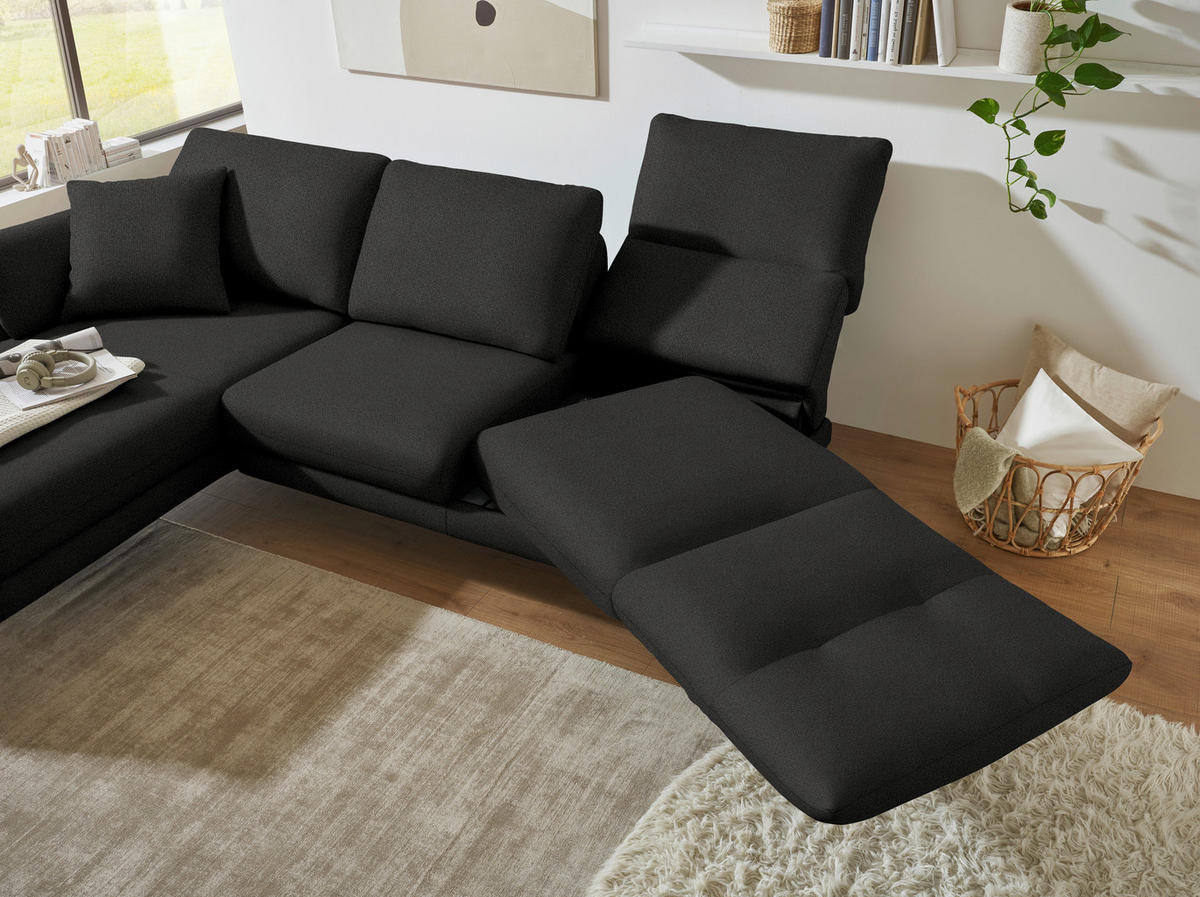 ECKSOFA  in Flachgewebe Anthrazit  175-224/255-365 cm  - Anthrazit/Schwarz, Design, Textil/Metall (175-224/255-365cm) - Dieter Knoll