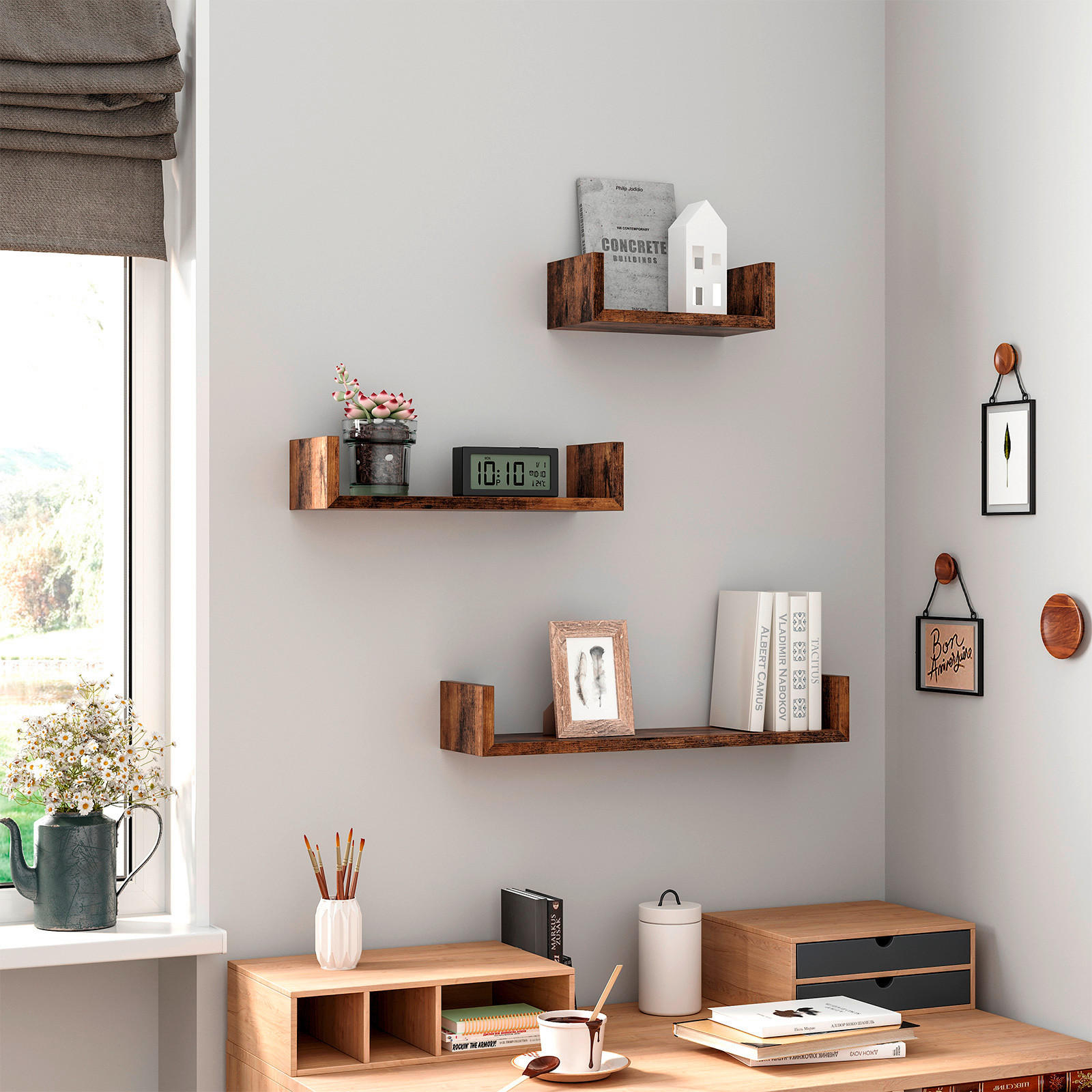 WANDREGALSET 3-teilig Braun  - Braun, Trend, Holzwerkstoff (60/10/15cm) - Boxxx