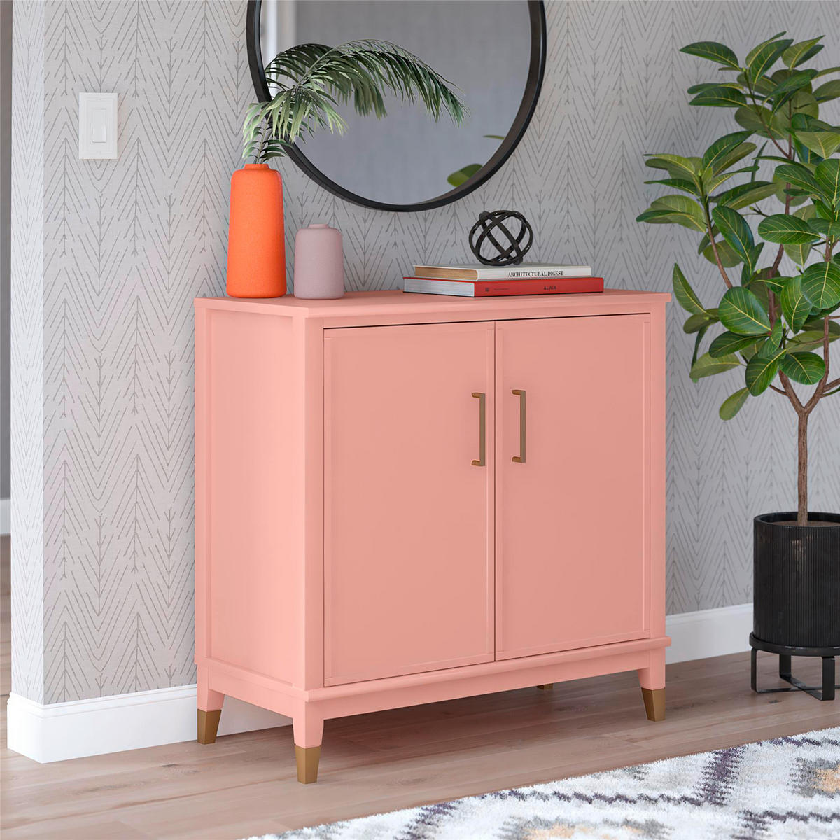 HIGHBOARD Westerleigh  in 86/85/41 cm  - Hellrosa/Goldfarben, Design, Holzwerkstoff/Metall (86/85/41cm) - MID.YOU