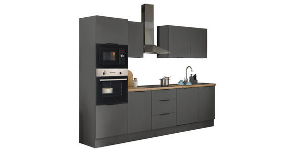 KÜCHENBLOCK in Graphitfarben - Schwarz/Graphitfarben, Basics, Holzwerkstoff/Metall (280/211/60cm) - Xora