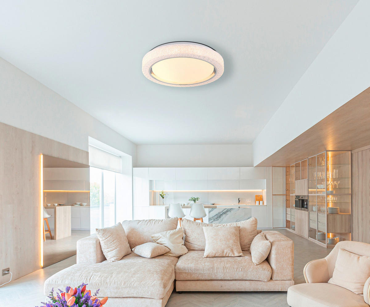 STROPNA LED-SVETILKA  LIAMI //2700, 4500, 6500 K/230 V/ - bela, Basics, kovina/umetna masa (40/8cm) - Globo