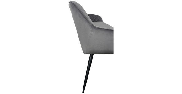 SITZBANK 163/83/63 cm Samt Grau, Schwarz  - Schwarz/Grau, Design, Textil/Metall (163/83/63cm) - Novel