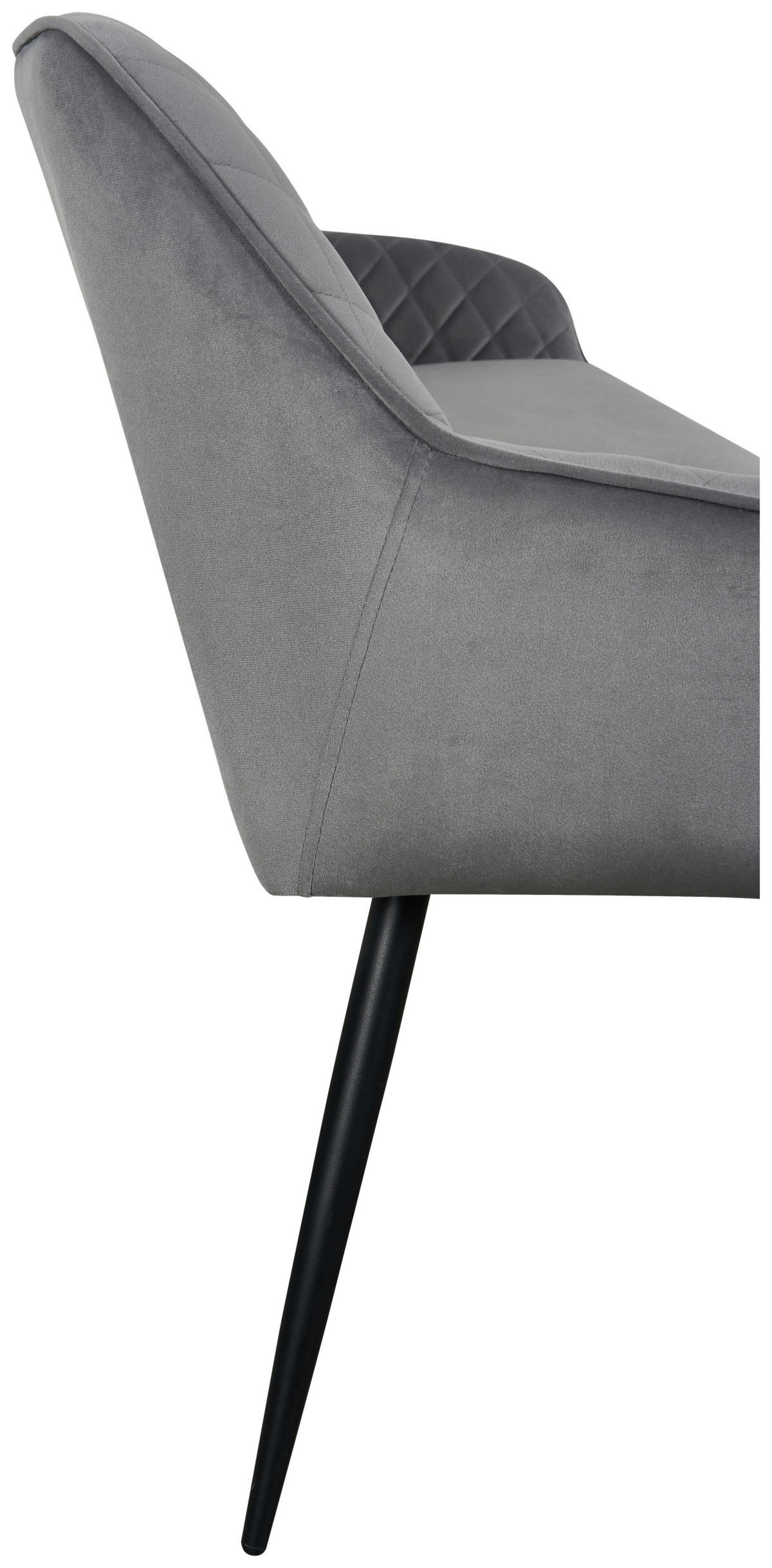SITZBANK 163/83/63 cm Samt Grau, Schwarz  - Schwarz/Grau, Design, Textil/Metall (163/83/63cm) - Novel