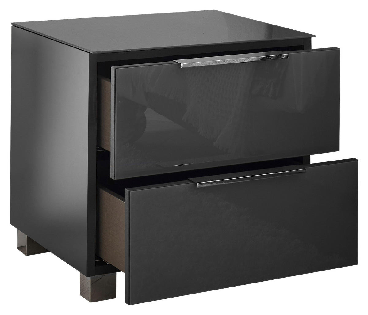 NACHTKÄSTCHEN 45,1/44,3/40 cm  in Graphitfarben  - Chromfarben/Graphitfarben, KONVENTIONELL, Glas/Holzwerkstoff (45,1/44,3/40cm) - Xora