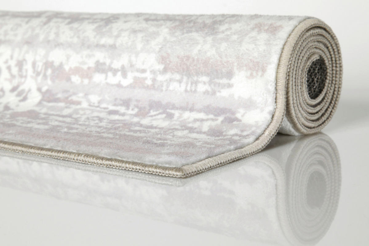 BADTEPPICH Weiß, Greige 80/150 cm  - Greige/Weiß, Design, Kunststoff/Textil (80/150cm) - WECON HOME