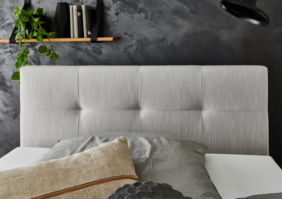 BOXBETT 120/200 cm,  in Hellgrau, Topper, H3 = fest  - Eichefarben/Hellgrau, MODERN, Textil (120/200cm) - Livetastic