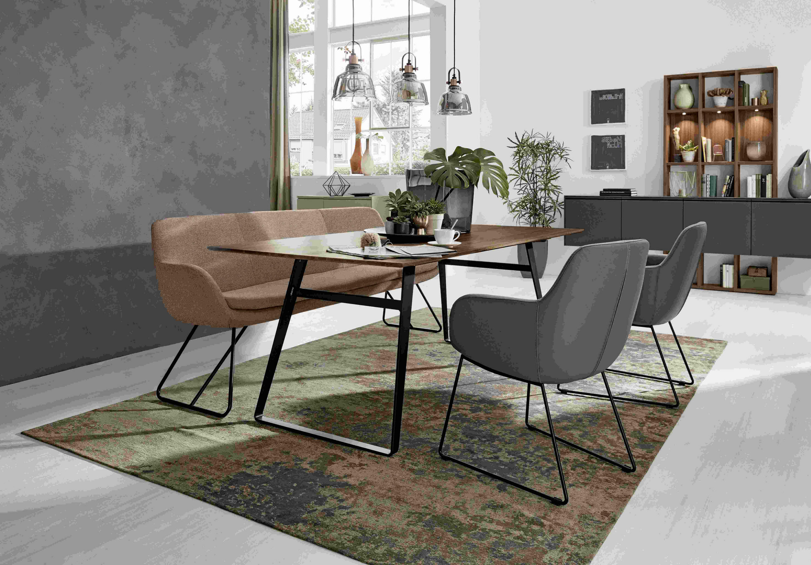SITZBANK 180/87/65 cm Webstoff Hellbraun Metall - Hellbraun/Schwarz, Design, Textil/Metall (180/87/65cm) - Musterring