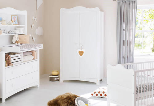 BABYKLEIDERSCHRANK PINOLINO FLORENTINA Weiß  - Weiß, ROMANTIK / LANDHAUS, Holzwerkstoff (98/180/57cm) - Pinolino