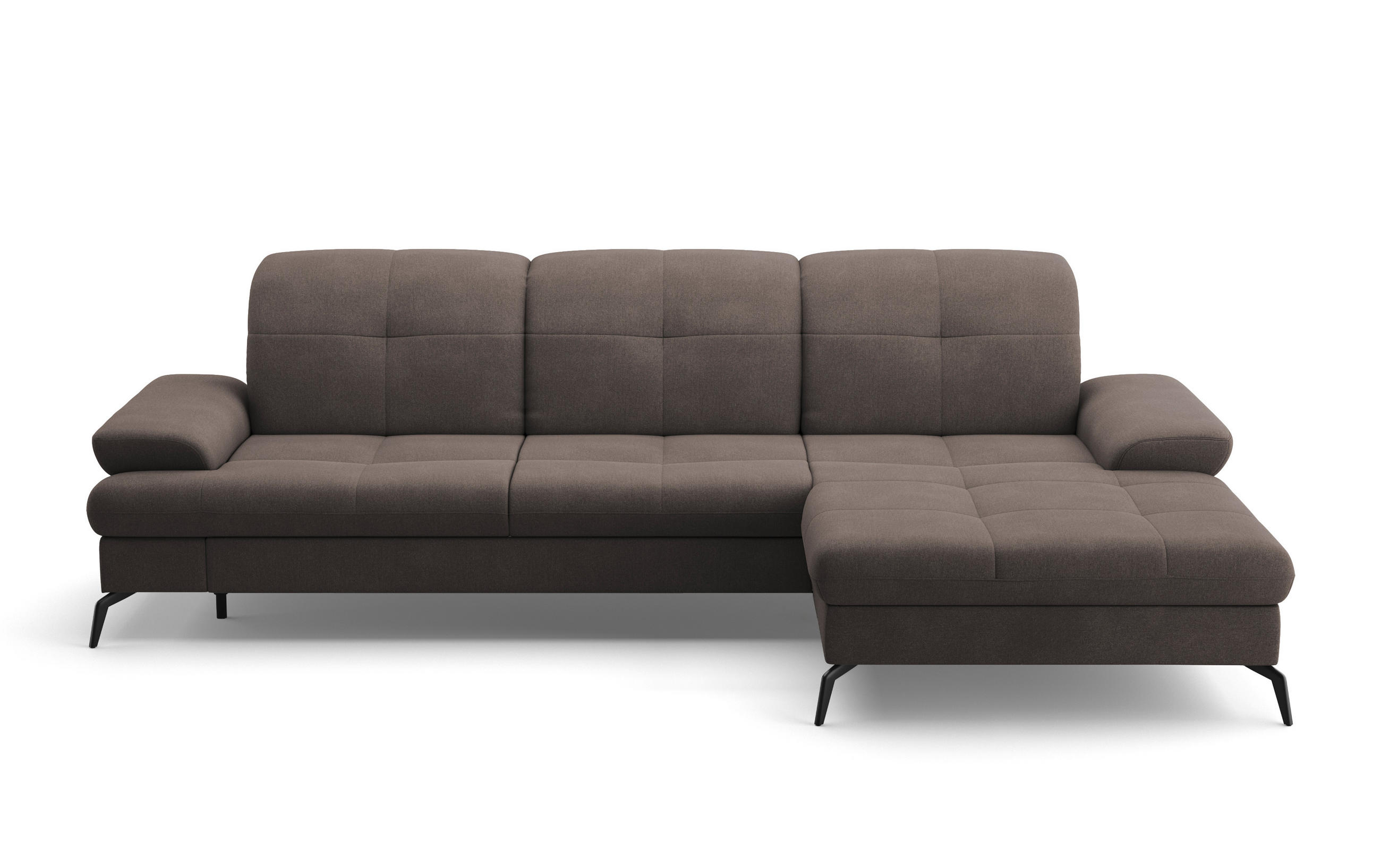 ECKSOFA in Flachgewebe Graphitfarben  - Schwarz/Graphitfarben, Konventionell, Textil/Metall (279/185cm) - Sit & More