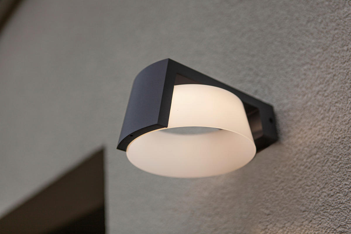 AUßENWANDLEUCHTE 16/9,6/21,7 cm   - Anthrazit/Weiß, Basics, Kunststoff/Metall (16/9,6/21,7cm)