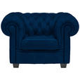 CHESTERFIELD-SESSEL - Wengefarben/Blau, LIFESTYLE, Holz/Textil (115/76,5/96cm) - Landscape