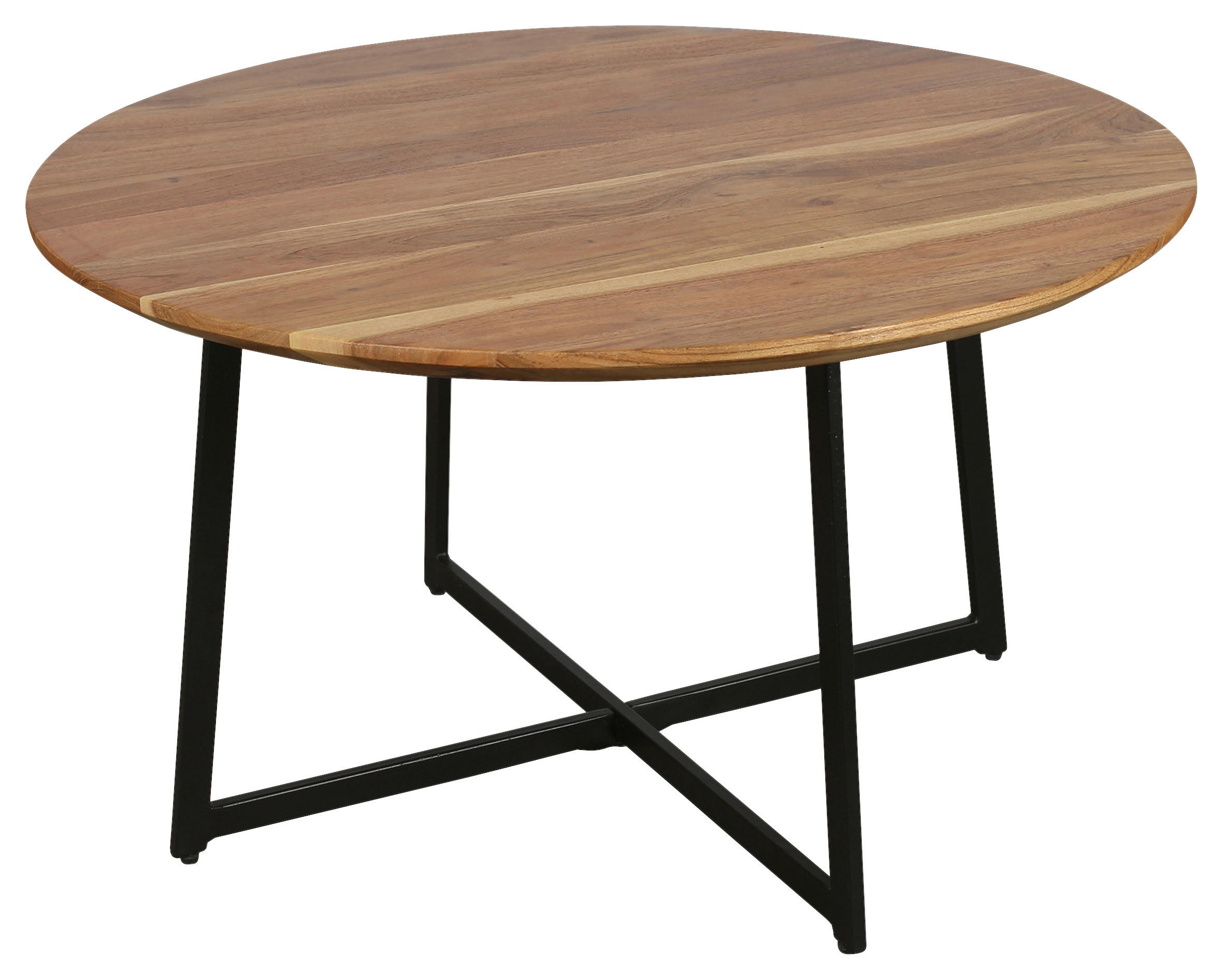 COUCHTISCH Akazie vollmassiv rund Akaziefarben, Schwarz  - Schwarz/Akaziefarben, Design, Holz/Metall (80cm) - Livetastic