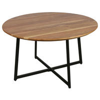 COUCHTISCH Akazie vollmassiv rund Akaziefarben, Schwarz  - Schwarz/Akaziefarben, Design, Holz/Metall (80cm) - Livetastic
