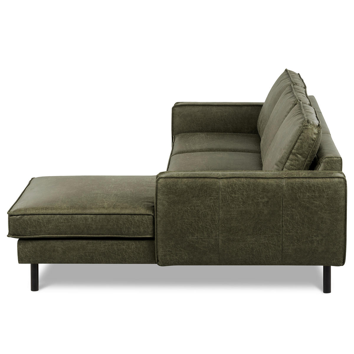 ECKSOFA Grün Echtleder Lederlook Bettkasten, Schlaffunktion, Rücken echt  - Schwarz/Grün, Design, Leder/Textil (166/238cm) - Livetastic