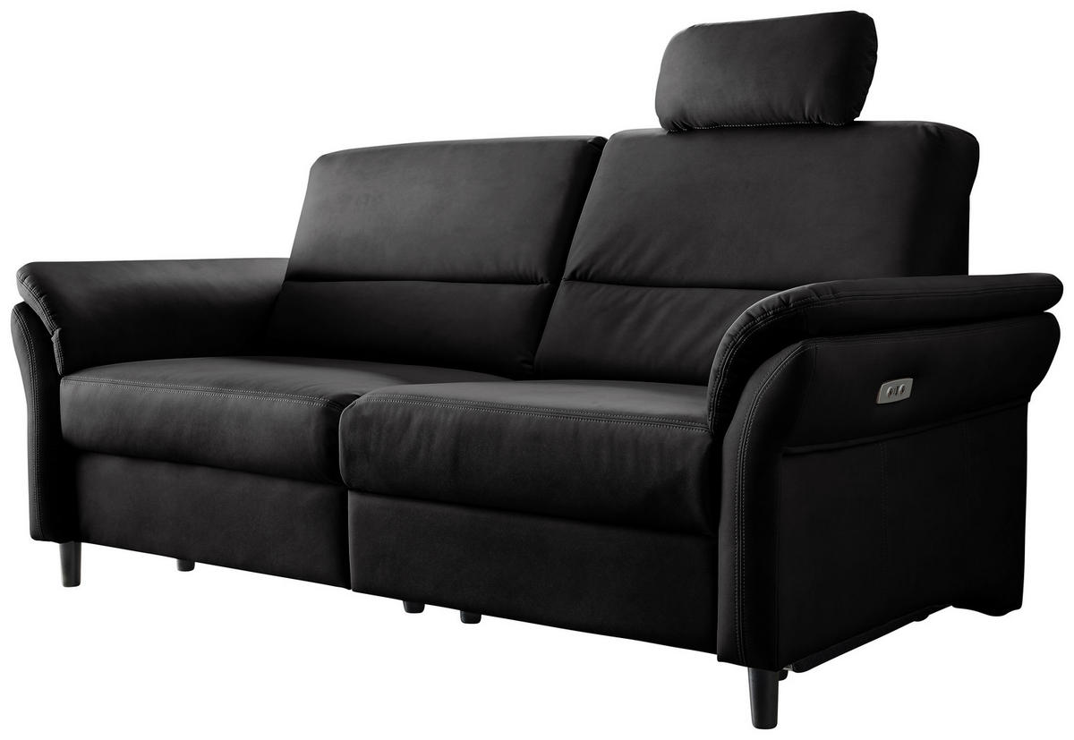 3-SITZER-SOFA in Lederlook Schwarz  - Schwarz, Modern, Holz/Textil (192/90/89cm) - Livetastic