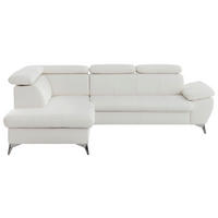 ECKSOFA Weiß Lederlook  - Chromfarben/Weiß, KONVENTIONELL, Textil/Metall (209/256cm) - Livetastic