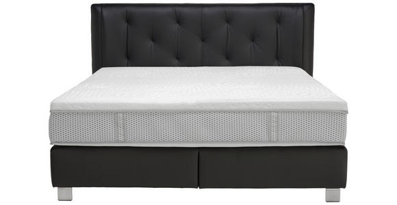 BOXSPRINGBETT 180/200 cm in Schwarz - Chromfarben/Schwarz, Design, Leder/Textil (180/200cm) - Ambiente