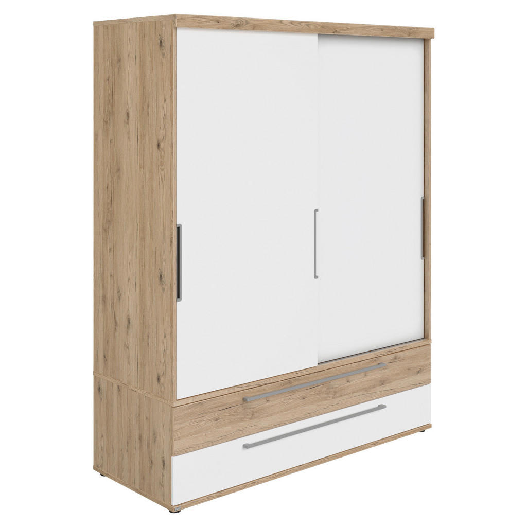 Thumbnail - Paidi Schiebetürenschrank Fionn, Weiß, Eiche, Holzwerkstoff, 7 Fächer, 2 Schubladen, 164.1x206.9x63.9 cm, Beimöbel erhäl...