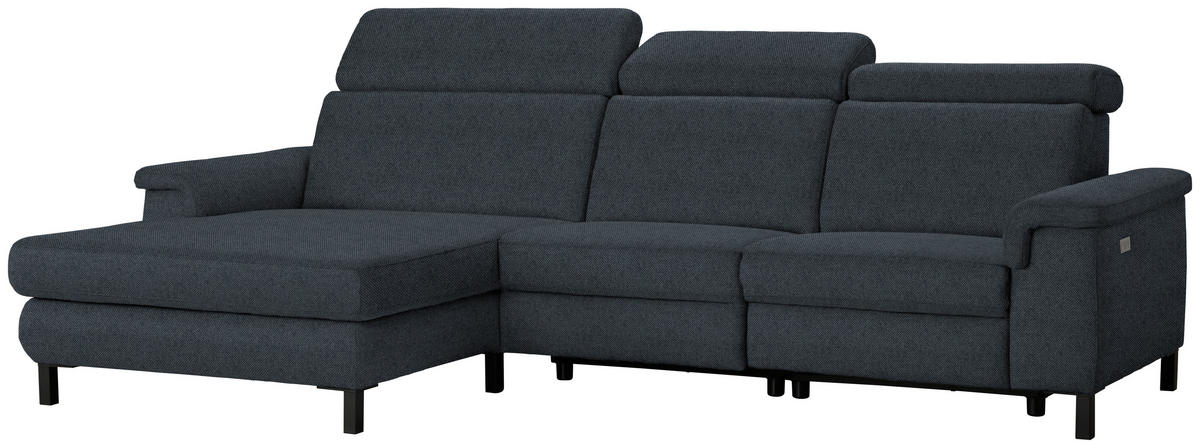 ECKSOFA in Flachgewebe Anthrazit  - Anthrazit/Schwarz, Konventionell, Textil/Metall (182/304cm) - Pure Home Comfort