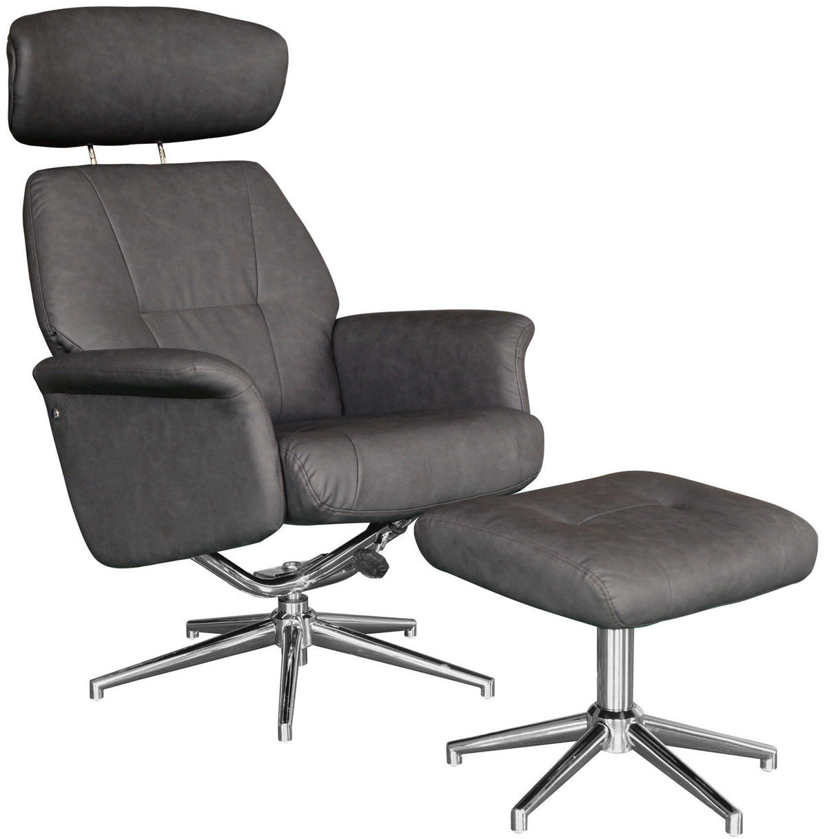 POČIVALNIK S PODNOŽNIKOM,  antracit, barve kroma kovina, umetna masa, tekstil - barve kroma/antracit, Design, kovina/umetna masa (75/109-96/77-109cm) - Xora