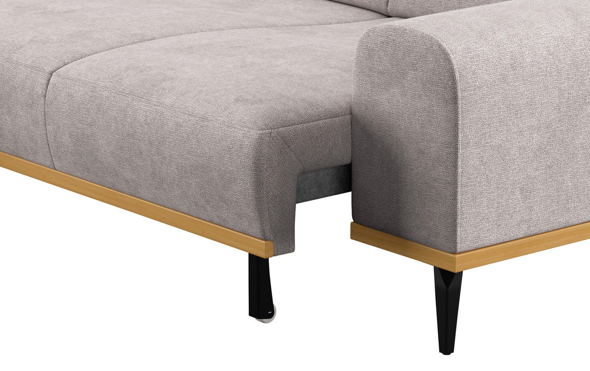 ECKSOFA Grau Mikrofaser  - Schwarz/Grau, KONVENTIONELL, Textil/Metall (157/244cm) - Cotta