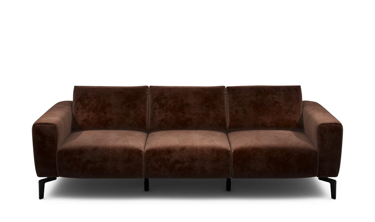 3-SITZER-SOFA Samt Braun  - Schwarz/Braun, Design, Textil/Metall (250/86/86-94cm) - SENSOO