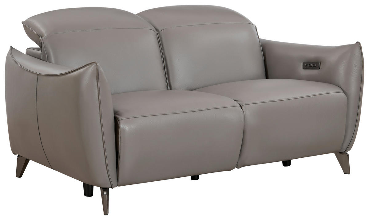 2-SITZER-SOFA Grau Echtleder  - Grau, Design, Leder/Metall (184/79-99/104cm) - Novel