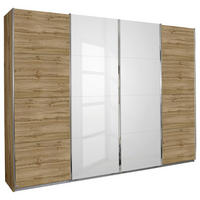 SCHIEBETÜRENSCHRANK 361/230/62 cm 4-türig Eichefarben  - Chromfarben/Eichefarben, MODERN, Holzwerkstoff/Metall (361/230/62cm) - Rauch Möbel
