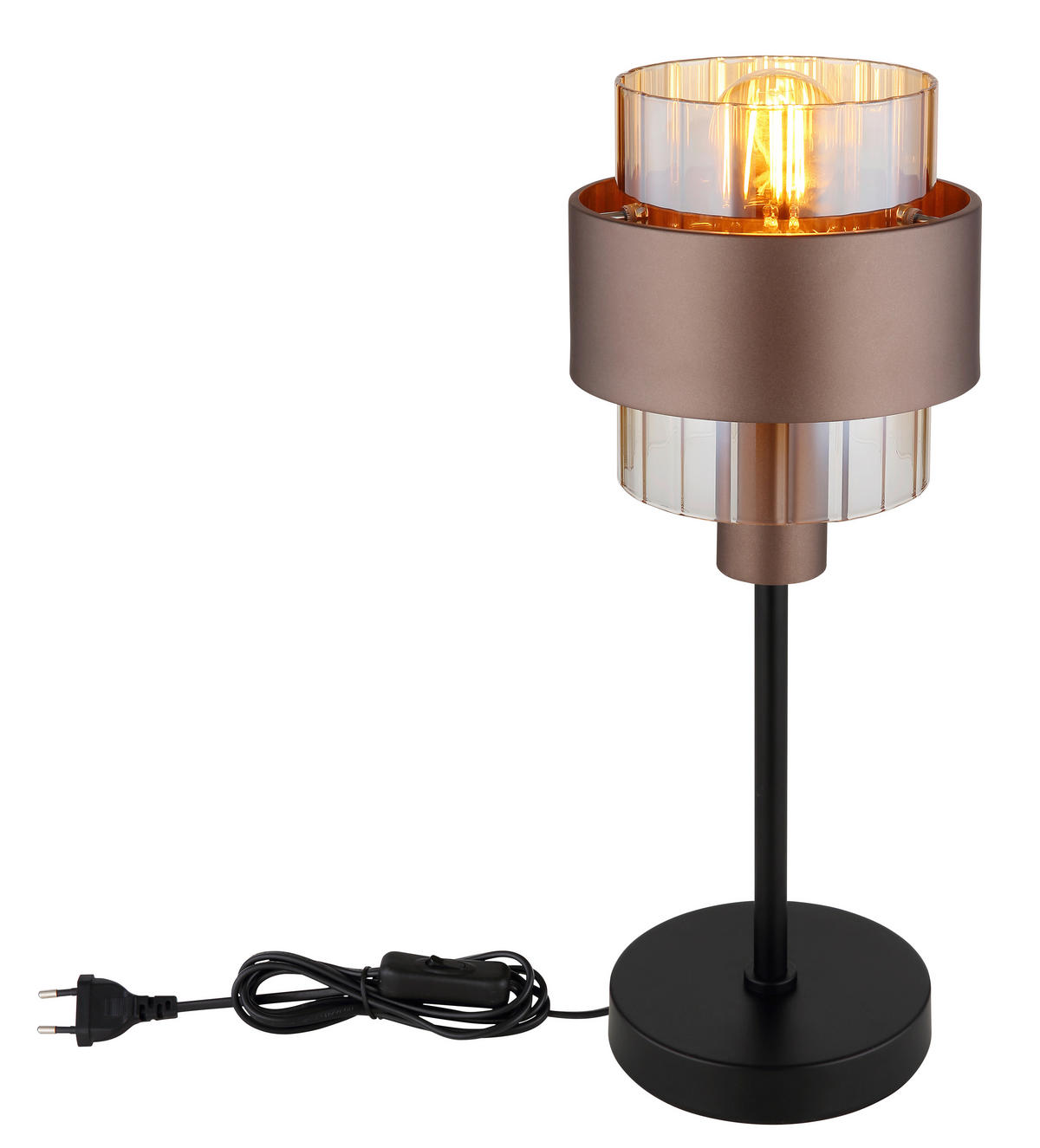 STOLNÍ LAMPA, E27, 18,5/47 cm  - oranžová/černá, Design, kov/plast (18,5/47cm) - Globo